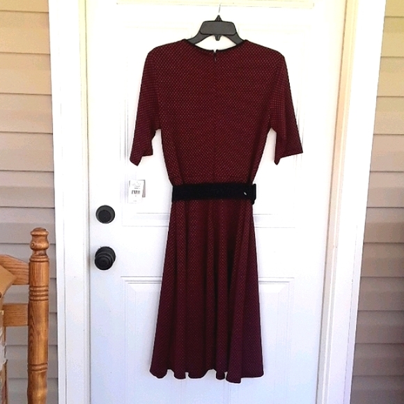 Danny & Nicole Short Sleeve Dots Fit & Flare Dress - Picture 7 of 8